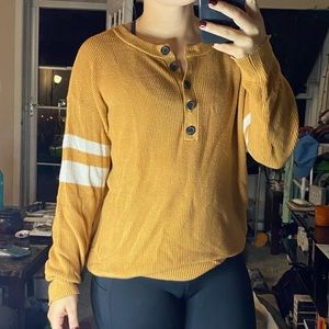 American Eagle Varsity Stripe Henley Pullover Sweater